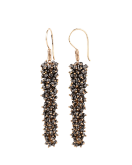 18 kt Gold Earrings with Black Diamond Beads