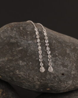 18 kt White Gold Earring with Rose Cut White Diamonds