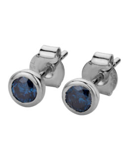 18 kt White Gold Studs with Blue Diamond